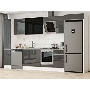 Alvinka 365x222 Cm High Gloss Mutfak Dolabı Beyaz Antrasıt Mbb-e80b40s45-3 Antrasit