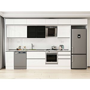 Alvinka 380x240 Cm High Gloss Mdf Mutfak Dolabı Beyaz Beyaz Mb-e80s40s60-3 Beyaz