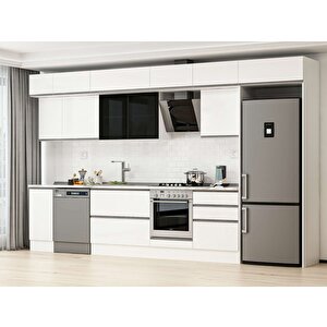 Alvinka 380x240 Cm High Gloss Mdf Mutfak Dolabı Beyaz Beyaz Mb-e80s40s60-3 Beyaz