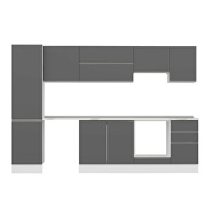 Alvinka 305x210 Cm High Gloss Mdf Mutfak Dolabı Beyaz Antrasıt Mb-e90b50s45-1