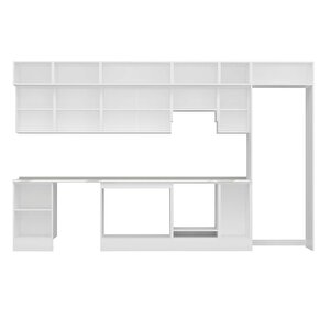 Alvinka 380x240 Cm High Gloss Mdf Mutfak Dolabı Beyaz Antrasıt Mb-e90s50s40-1
