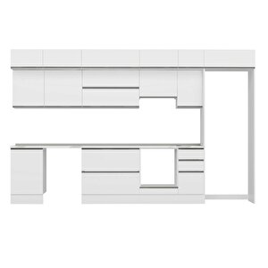 Alvinka 380x240 Cm High Gloss Mdf Mutfak Dolabı Beyaz Antrasıt Mb-e90s50s40-1