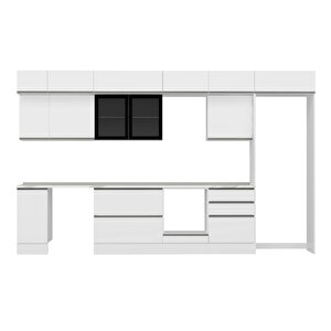Alvinka 380x240 Cm High Gloss Mdf Mutfak Dolabı Beyaz Antrasıt Mb-e80s40s60-3