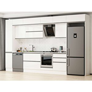 Alvinka 380x240 Cm High Gloss Mutfak Dolabı Beyaz Beyaz Mbb-e80b40s60-2 Beyaz