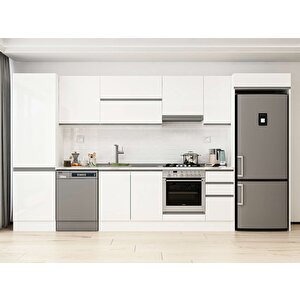Alvinka 380x222 Cm High Gloss Mdf Mutfak Dolabı Beyaz Beyaz Mbb-e80b60s40-1 Beyaz