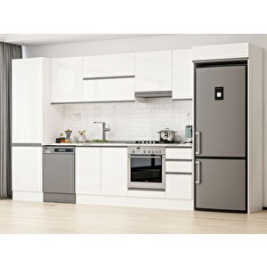 Alvinka 380x222 Cm High Gloss Mdf Mutfak Dolabı Beyaz Beyaz Mbb-e80b60s40-1 Beyaz