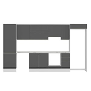 Alvinka 380x222 Cm High Gloss Mdf Mutfak Dolabı Beyaz Beyaz Mbb-e80b60s40-1