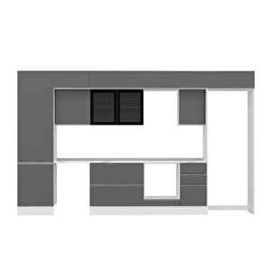 Alvinka 385x240 Cm High Gloss Mdf Mutfak Dolabı Beyaz Antrasıt Mbb-e80b60s45-3