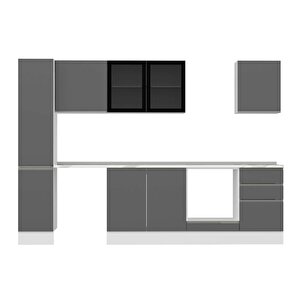 Alvinka 300x210 Cm High Gloss Mdf Mutfak Dolabı Beyaz Antrasıt Mb-e90b40s50-3