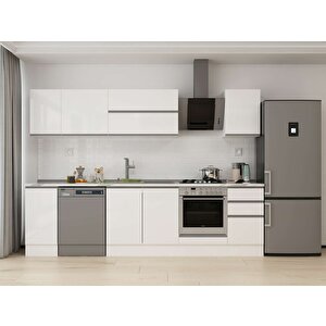 Alvinka 295x210 Cm High Gloss Mutfak Dolabı Beyaz Beyaz M-e90s40s45-2 Beyaz