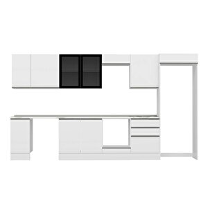 Alvinka 380x222 Cm High Gloss Mutfak Dolabı Beyaz Antrasıt Mb-e80s40s60-3