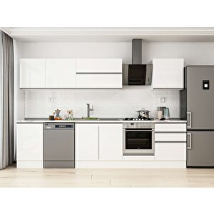 Alvinka 310x210 Cm High Gloss Mutfak Dolabı Beyaz Beyaz M-e80s50s60-2 Beyaz