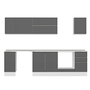Alvinka 295x210 Cm High Gloss Mutfak Dolabı Beyaz Antrasıt M-e90s40s45-2