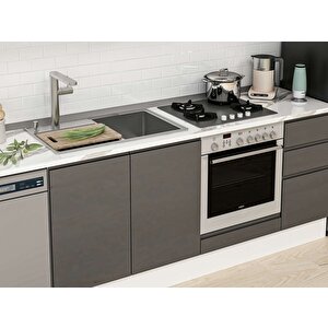 Alvinka 295x210 Cm High Gloss Mdf Mutfak Dolabı Beyaz Antrasıt Mb-e90b45s40-3 Antrasit