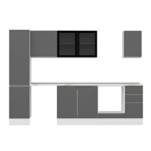 Alvinka 295x210 Cm High Gloss Mdf Mutfak Dolabı Beyaz Antrasıt Mb-e90b45s40-3