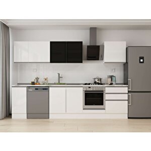 310x210 Cm High Gloss Mdf Mutfak Dolabı Beyaz Beyaz M-e90s40s60-3 Beyaz