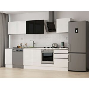 310x210 Cm High Gloss Mdf Mutfak Dolabı Beyaz Beyaz M-e90s40s60-3 Beyaz