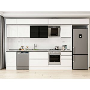 380x240 Cm High Gloss Mdf Mutfak Dolabı Beyaz Beyaz Mb-e80s50s50-3 Beyaz