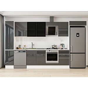 380x222 Cm High Gloss Mdf Mutfak Dolabı Beyaz Antrasıt Mbb-e90b40s50-3 Antrasit