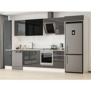 380x222 Cm High Gloss Mdf Mutfak Dolabı Beyaz Antrasıt Mbb-e90b40s50-3 Antrasit