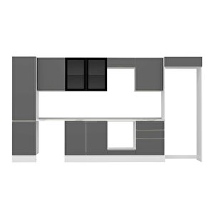 Alvinka 390x222 Cm High Gloss Mdf Mutfak Dolabı Beyaz Antrasıt Mbb-e80b50s60-3