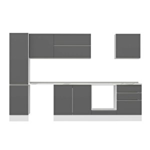 Alvinka 315x210 Cm High Gloss Mutfak Dolabı Beyaz Antrasıt Mb-e90b45s60-2
