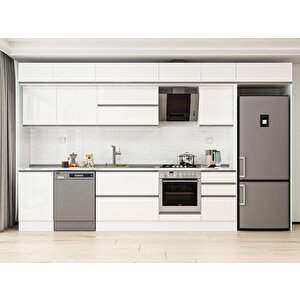 390x240 Cm High Gloss Mutfak Dolabı Beyaz Beyaz Mb-e90s50s50-2 Beyaz