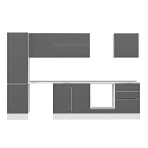 Alvinka 320x210 Cm High Gloss Mutfak Dolabı Beyaz Antrasıt Mb-e90b50s60-2