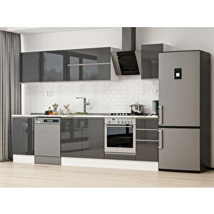 290x210 Cm High Gloss Mutfak Dolabı Beyaz Antrasıt M-e80s50s40-2 Antrasit
