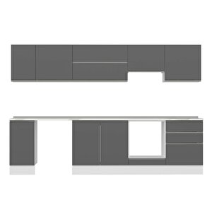 Alvinka 300x210 Cm High Gloss Mdf Mutfak Dolabı Beyaz Beyaz M-e80s40s60-1