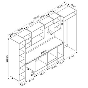Alvinka 360x222 Cm High Gloss Mdf Mutfak Dolabı Beyaz Antrasıt Mbb-e80b40s40-3