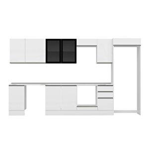 Alvinka 370x222 Cm High Gloss Mdf Mutfak Dolabı Beyaz Beyaz Mb-e80s45s45-3