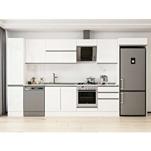 395x222 Cm High Gloss Mutfak Dolabı Beyaz Beyaz Mbb-e90b45s60-2 Beyaz