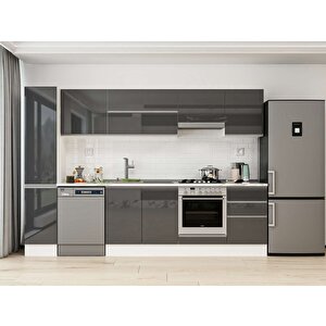 300x210 Cm High Gloss Mutfak Dolabı Beyaz Antrasıt Mb-e90b40s50-1 Antrasit