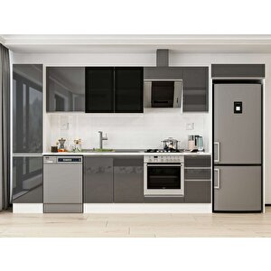 375x222 Cm High Gloss Mdf Mutfak Dolabı Beyaz Antrasıt Mbb-e90b45s40-3 Antrasit