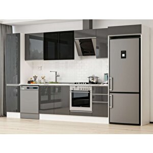 375x222 Cm High Gloss Mdf Mutfak Dolabı Beyaz Antrasıt Mbb-e90b45s40-3 Antrasit