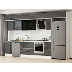 370x240 Cm High Gloss Mutfak Dolabı Beyaz Antrasıt Mb-e80s50s40-3 Antrasit