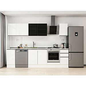 280x210 Cm High Gloss Mutfak Dolabı Beyaz Beyaz M-e80s40s40-3 Beyaz