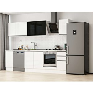 280x210 Cm High Gloss Mutfak Dolabı Beyaz Beyaz M-e80s40s40-3 Beyaz