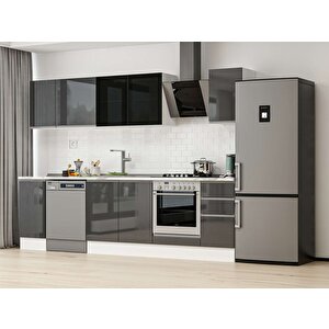 280x210 Cm High Gloss Mutfak Dolabı Beyaz Antrasıt M-e80s40s40-3 Antrasit