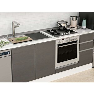 280x210 Cm High Gloss Mutfak Dolabı Beyaz Antrasıt M-e80s40s40-3 Antrasit