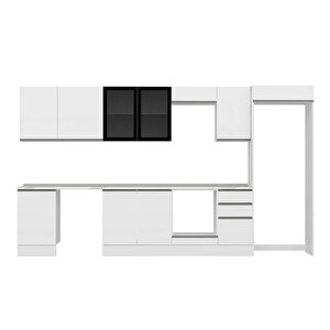 Alvinka 375x222 Cm High Gloss Mdf Mutfak Dolabı Beyaz Beyaz Mb-e80s50s45-3