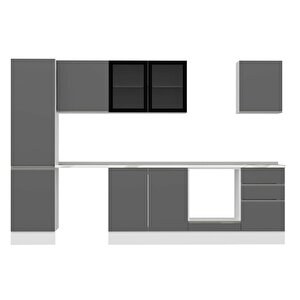 Alvinka 300x210 Cm High Gloss Mdf Mutfak Dolabı Beyaz Antrasıt Mb-e80b50s50-3