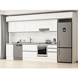 380x240 Cm High Gloss Mdf Mutfak Dolabı Beyaz Beyaz Mb-e80s50s50-1 Beyaz