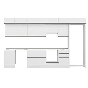 Alvinka 380x240 Cm High Gloss Mdf Mutfak Dolabı Beyaz Beyaz Mb-e80s50s50-1