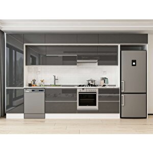 400x240 Cm High Gloss Mutfak Dolabı Beyaz Antrasıt Mbb-e90b50s60-1 Antrasit