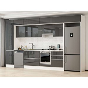400x240 Cm High Gloss Mutfak Dolabı Beyaz Antrasıt Mbb-e90b50s60-1 Antrasit