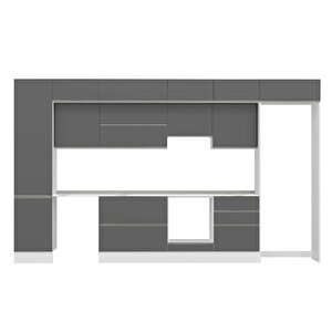 Alvinka 400x240 Cm High Gloss Mutfak Dolabı Beyaz Antrasıt Mbb-e90b50s60-1