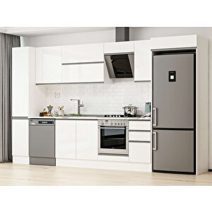 370x222 Cm High Gloss Mdf Mutfak Dolabı Beyaz Beyaz Mbb-e90b40s40-2 Beyaz