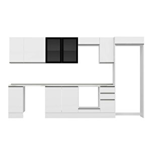 Alvinka 360x222 Cm High Gloss Mutfak Dolabı Beyaz Beyaz Mb-e80s40s40-3
